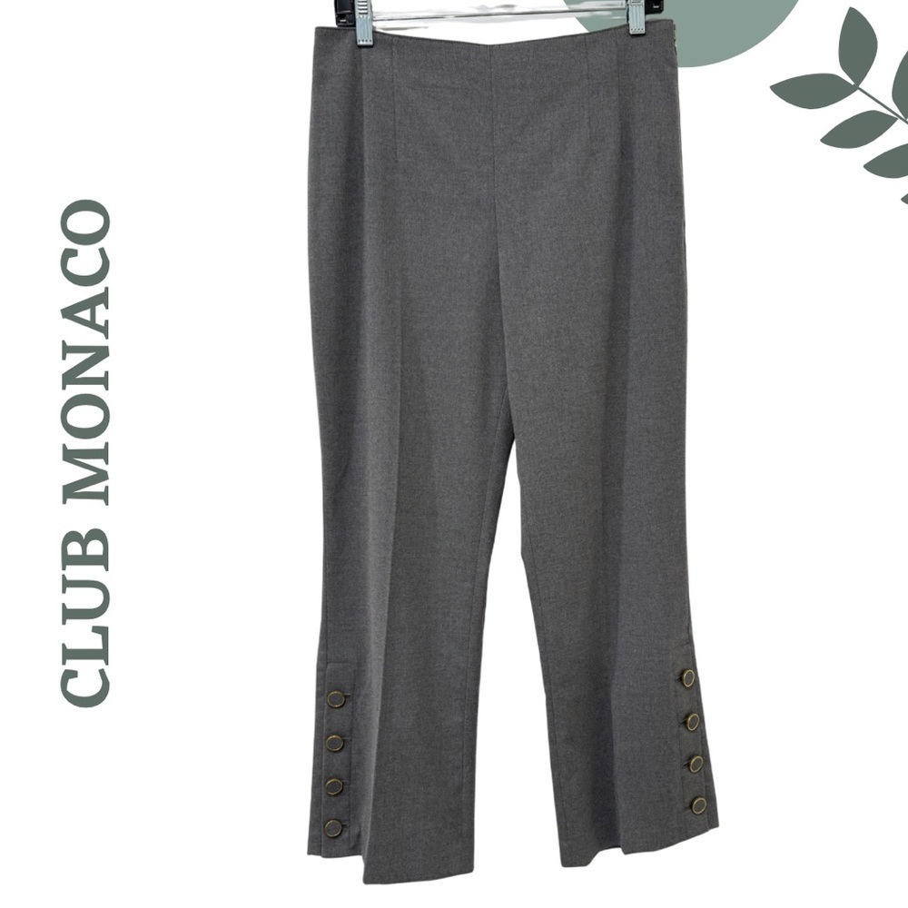 🛍️ Club Monaco Grey Cropped Trousers with Button Detail – Size 8